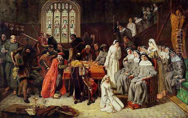 Visitation and Surrender of Syon Nunnery to the Commissioners, 1539 Oil Painting - Paul Falconer Poole