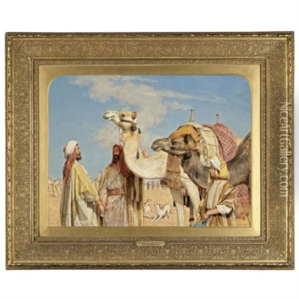 Greeting In The Desert, Egypt Oil Painting - John Frederick Lewis