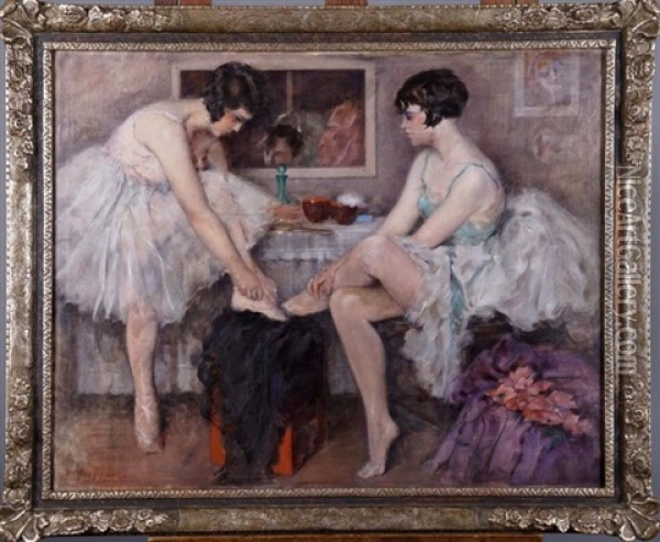 La Loge Des Ballerines Oil Painting - Henri Moreau