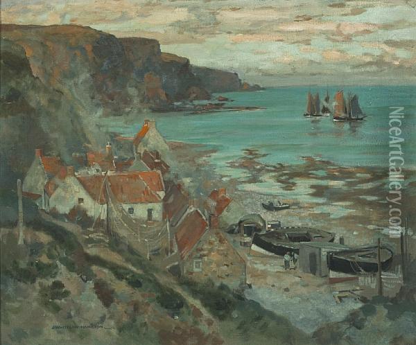 Sundown, At The Village Oil Painting - James Whitelaw Hamilton