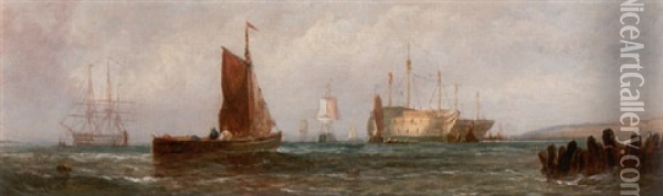 On The River Medway Oil Painting - William Callcott Knell
