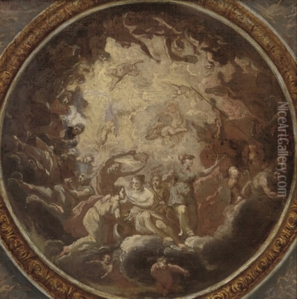 Allegory Of Peace (study For A Ceiling) Oil Painting - Antonio Verrio