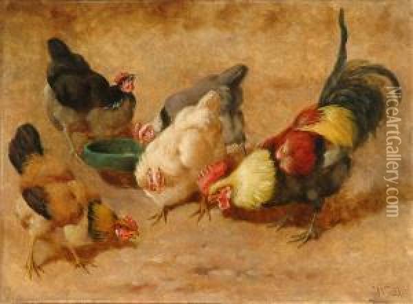 Fivechickens Oil Painting - William Baptiste Baird