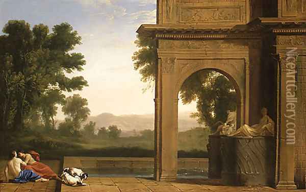 Classical Landscape with Figures Oil Painting - Henri Mauperche