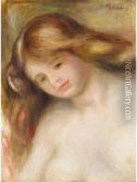 Jeune Femme Au Buste Nu Oil Painting - Pierre Auguste Renoir