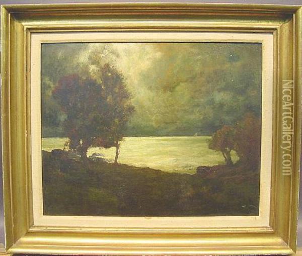 Moonlight On Long Island Sound Oil Painting - Robert Crannell Minor