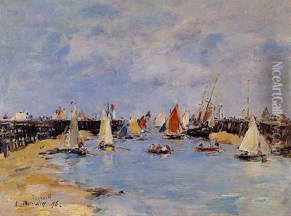 Trouville, the Jettys, Low Tide VII Oil Painting - Eugene Boudin