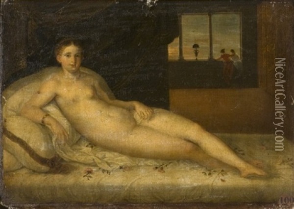 Venus Allongee Oil Painting - Lambert Sustris
