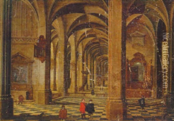 The Interior Of A Gothic Church Oil Painting - Bartholomeus Van Bassen