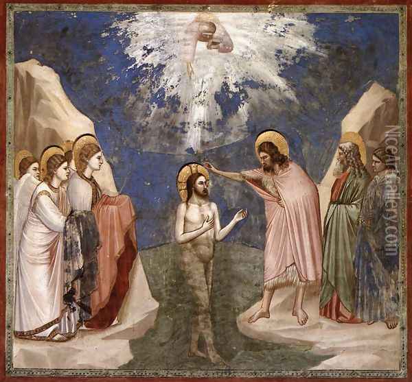 No. 23 Scenes from the Life of Christ- 7. Baptism of Christ 1304-06 Oil Painting - Giotto Di Bondone