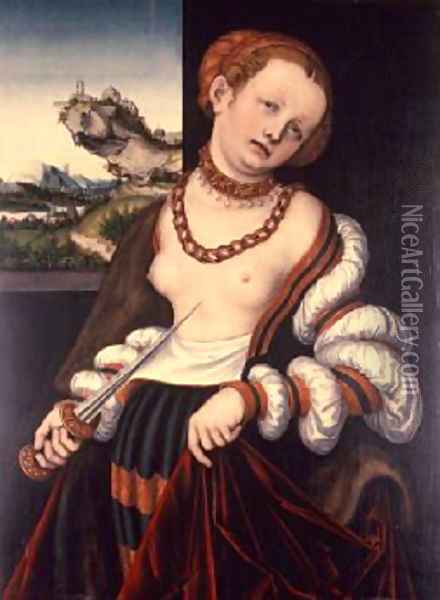 Suicide of Lucretia 1529 Oil Painting - Lucas The Elder Cranach