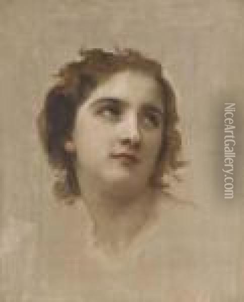 Study Of A Young Girl's Head Oil Painting - William-Adolphe Bouguereau