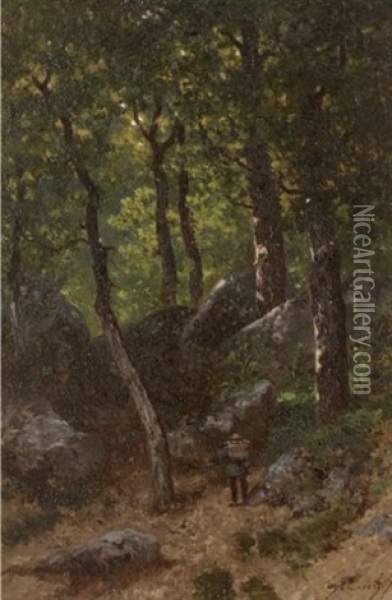 Hommage A Corot Oil Painting - Eugene Ciceri