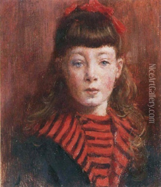 Jeune Fille Au Turban Rouge Oil Painting - Norbert Goeneutte