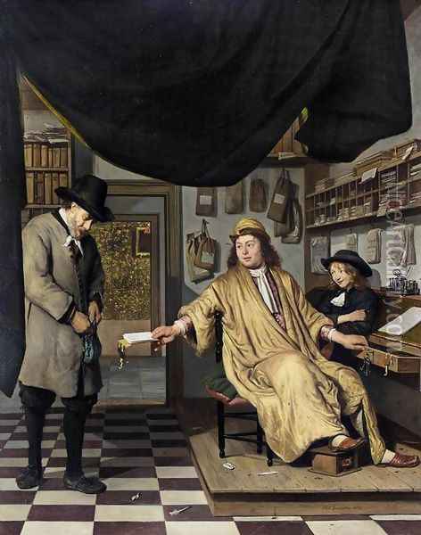 A Notary in His Office 1672 Oil Painting - Job Adriaensz. Berckheyde