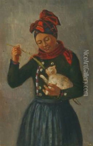 A Girl From Fanoe Oil Painting - Johann Julius Exner