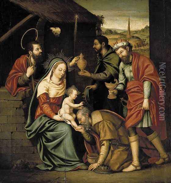 The Adoration of the Magi 1570s Oil Painting - Fray Nicolas BORRAS