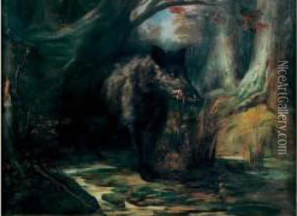 Sanglier Dans Un Sous-bois Oil Painting - Auguste Louis Mathurin Moreau
