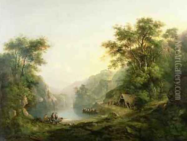 The Fishing Party Loch Katrine Scotland Oil Painting - Alexander Nasmyth