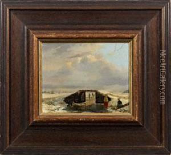 Winterfreuden Am Kanal Oil Painting - Henricus Leonardus Van Den Houten