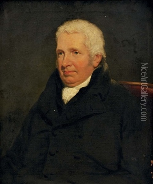 Portrait Of Reverend Joseph Cook In A Black Coat With A White Collar Oil Painting - James Ramsay