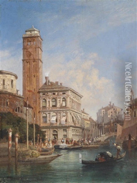 Venedig - Ansicht Von San Geremia Mit Palazzo Labia Und Ansicht Markusplatz Oil Painting - William Wyld