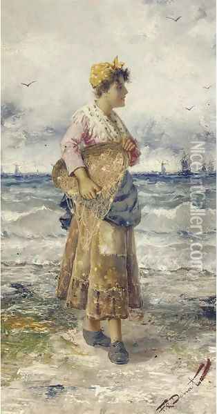 The fisherman's wife Oil Painting - Frederick Reginald Donat