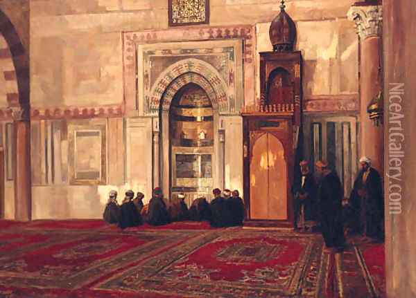 Prayer Time In The Mosque Oil Painting - Georg Macco