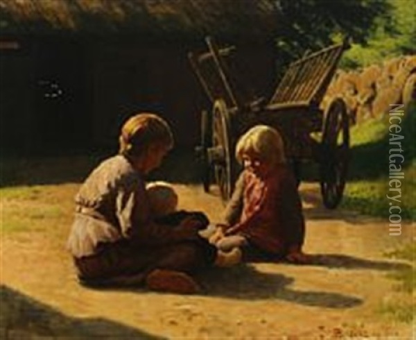 Bornene Leger I Solskinnet Oil Painting - Niels Kristian Skovgaard