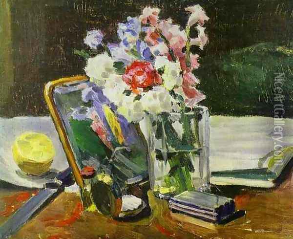 Still Life with Flowers, 1902 Oil Painting - Viktor Elpidiforovich Borisov-Musatov