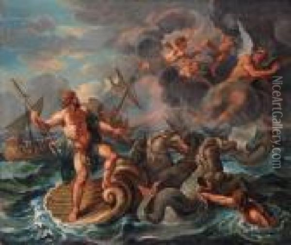 The Wrath Of Neptune Oil Painting - Charles Lebrun