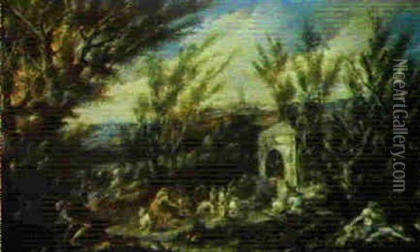 Paesaggio Con Monaci In Preghiera Oil Painting - Alessandro Magnasco