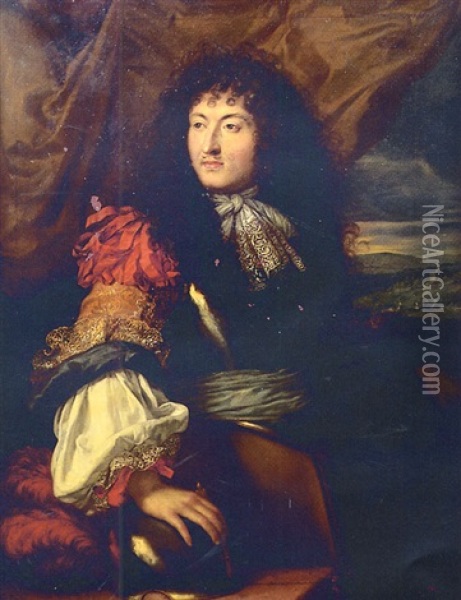 Portrait De Louis Xiv Oil Painting - Charles Le Brun