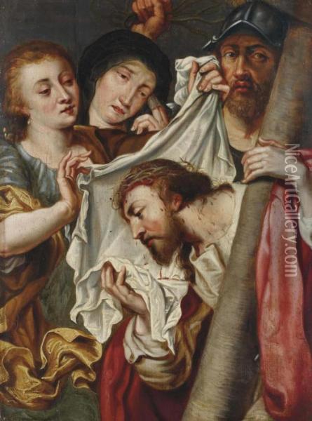 Le Christ Et Sainte Veronique Oil Painting - Otto van Veen