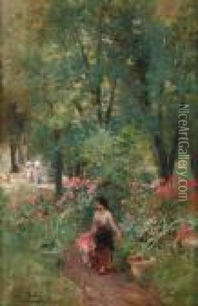 Giovanetta Nel Parco. Oil Painting - Paolo Sala