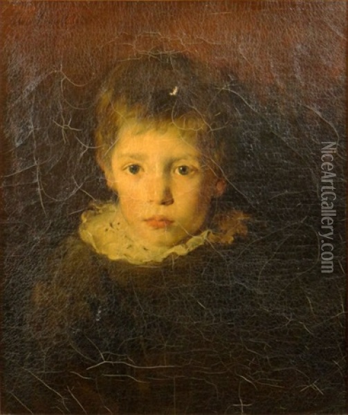 Portrait Of A Young Boy Oil Painting - Alois Erdtelt