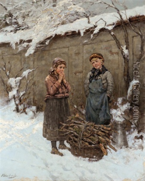Die Fleisigen Holzsammler Oil Painting - Albert Mueller-Lingke