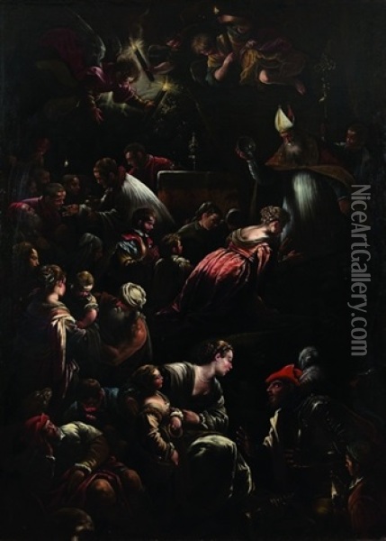 Battesimo Di Santa Afra Oil Painting - Francesco Bassano the Younger