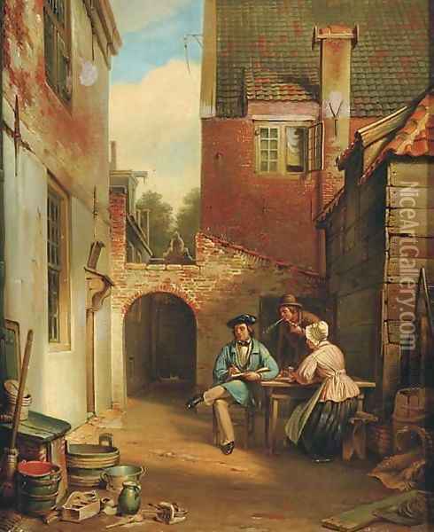 Admiring the artist at work Oil Painting - Pieter Veldhuijzen