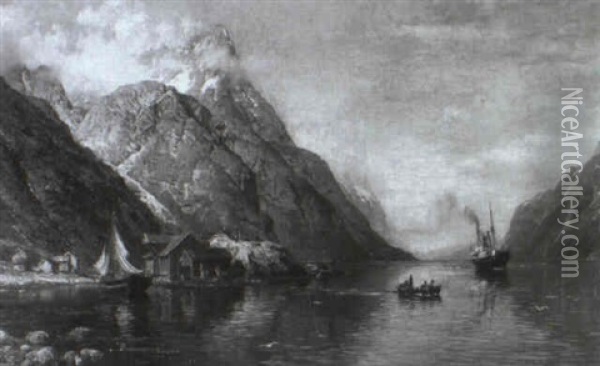 Sommertag In Einem Norwegischen Fjord Oil Painting - Anders Monsen Askevold