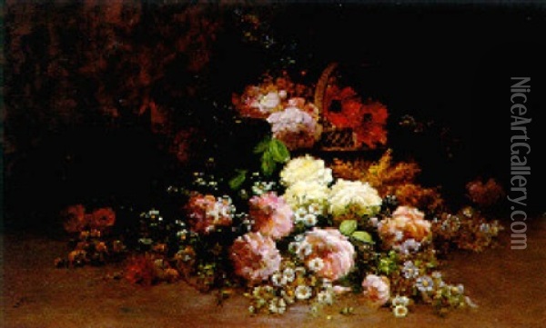 Still Life Of Flowers Oil Painting - Jean-Baptiste Baudin
