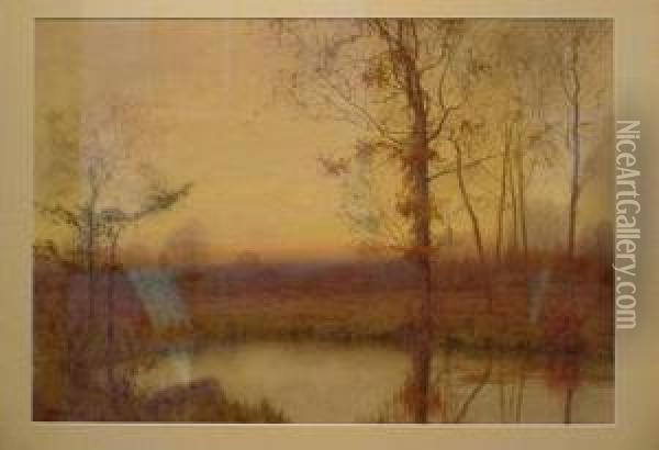 Wetlands Oil Painting - Henry Farrer