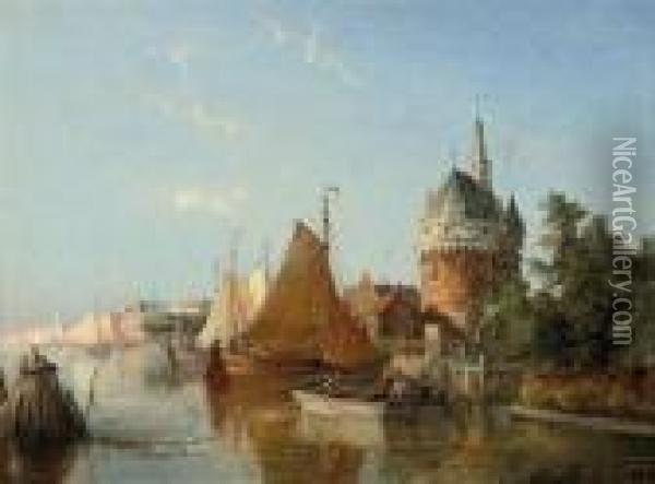 Rowing Out At Hoorn, Holland Oil Painting - William Raymond Dommersen