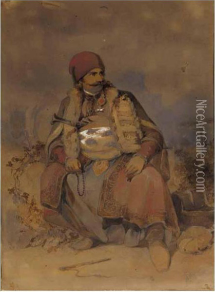 Portrait Of A Turkish Man Oil Painting - Amadeo Preziosi