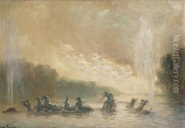 Fontaine, Chateau De Versailles Oil Painting - Henri-Louis Foreau