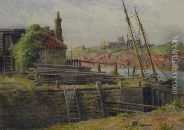 Boghall Dock Yard Whitby Oil Painting - Mary Backhouse Bigland