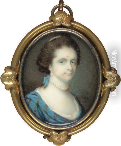 A Portrait Of A Lady Oil Painting - Samuel Cotes