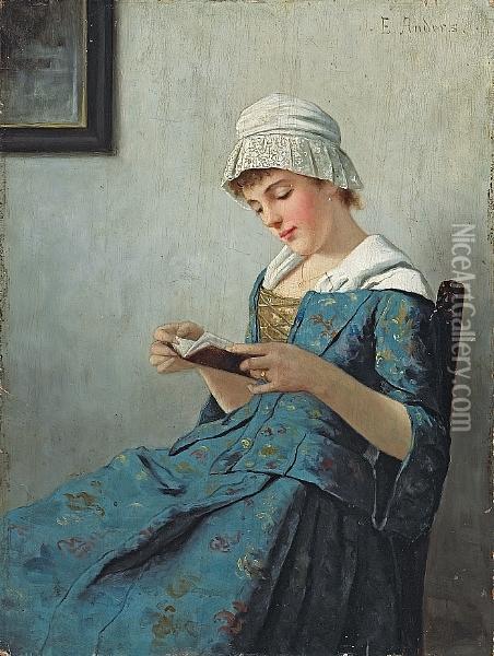 A Quiet Read Oil Painting - Ernst Anders