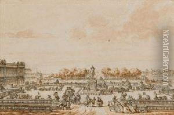 La Place Louis Xv En 1770 Oil Painting - Jean-Michel Moreau