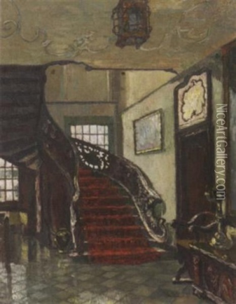 Treppenaufgang In Einem Patrizierhaus Oil Painting - August Von Brandis